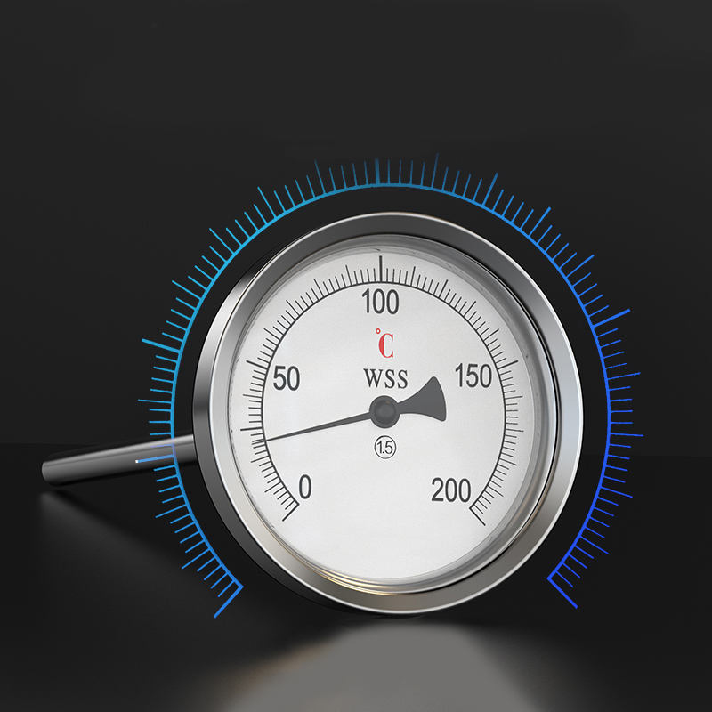 Termómetro bimetálico de precisión tipo puntero 304 de acero inoxidable de longitud 1/2 rosca personalizada de tipo axial-radial industrial