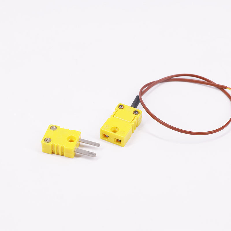 Cable de extensión de termopar de 2 hilos con revestimiento de PTFE marrón para medición de temperatura y enchufe de termopar para sensor tipo K de contacto directo